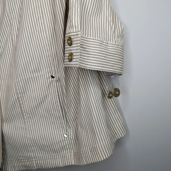 NWT ALIA Tan Beige Cream  Stiped Button Down Collared Jacket Women 16 Plus Size - Picture 5 of 10